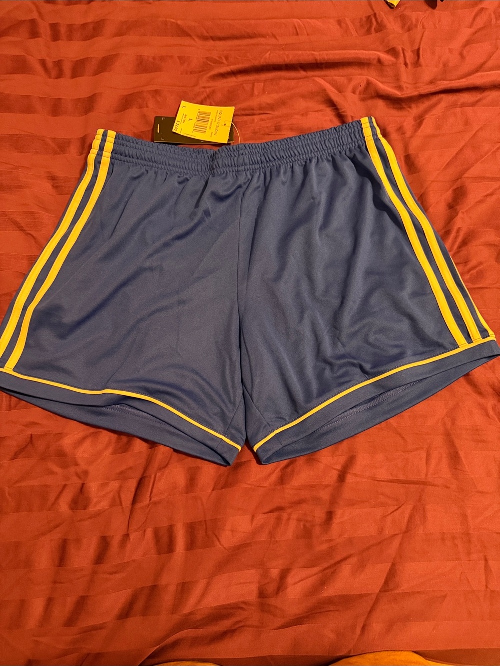Blue Adidas  Athletic Shorts with White Stripes